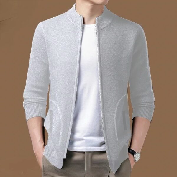 Premium Full Zipper Fleece Sweater For Men [LIGHT GREY]