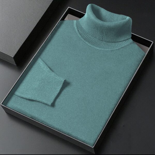Turtle Neck Premium Rib Fabrics Sweater For Men Teal