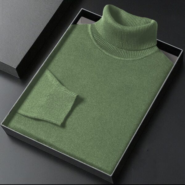 Turtle Neck Premium Rib Fabrics Sweater For Men Olive